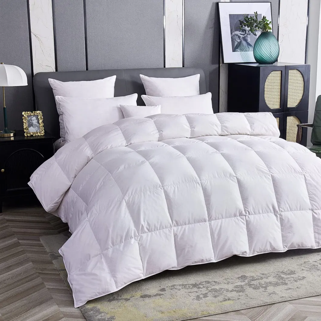 Manufacturer Supply Wholesale 100% Combed Cotton Shell 2-4cm White Duck Feather Filled All Season Home Bed Quilt Insert