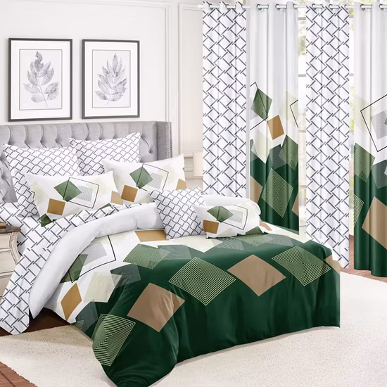 블루 플로럴 프린트 베드스프레드 퀼트